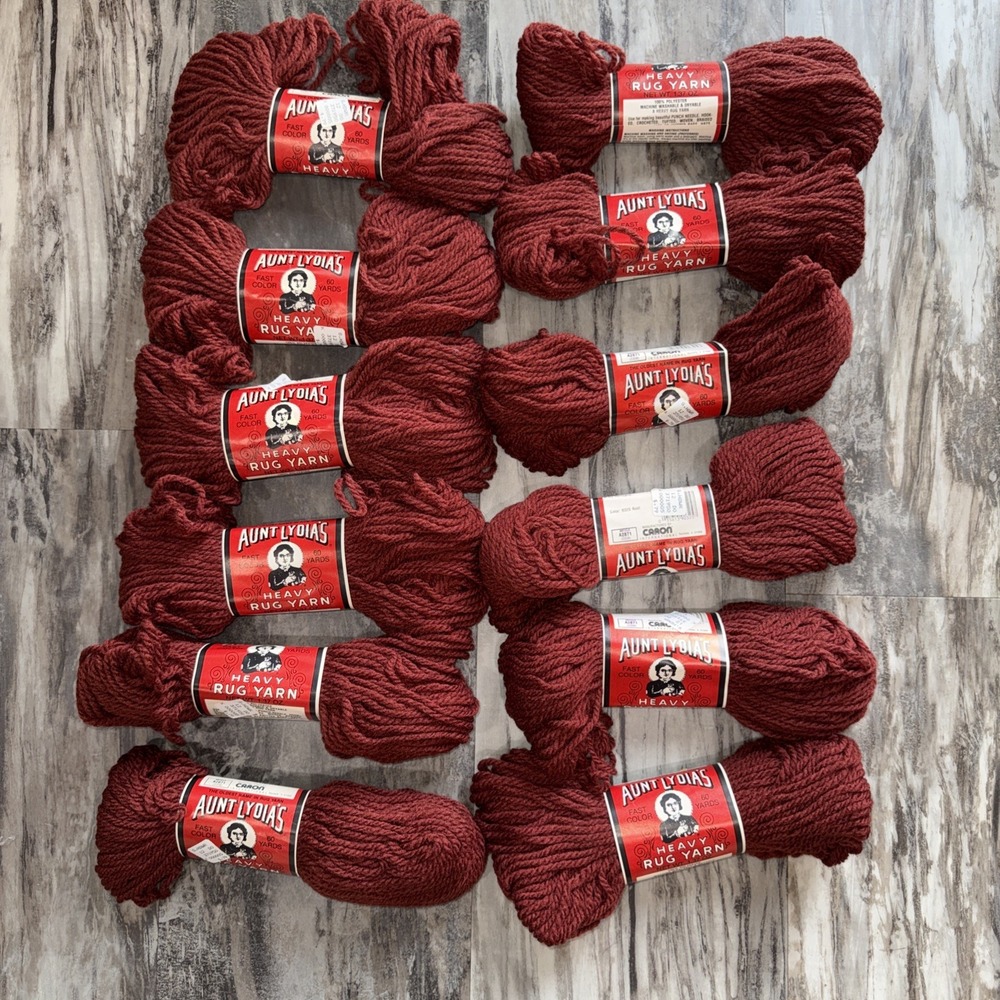 12 Skeins Vintage Aunt Lydia's Heavy Rug Yarn 60 Yard Each 0325 Rust
